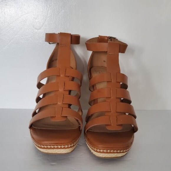 Dolce Vita DV EUC Tan & Beige Platform Wedge Sandals w/ Rubber Sole - Size 10 - Picture 4 of 14